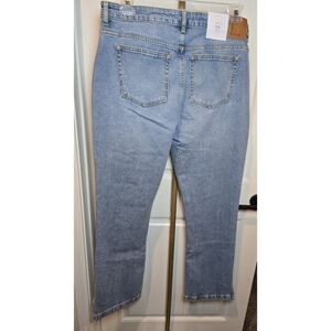 Never Denim Slim Split Jeans Womens Mid Rise Stretxh 36 32 New With Tags